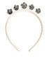 Dolce & Gabbana White Satin Palladium Silver Floral Crown Tiara Headband